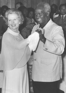 President Kenneth Kaunda of Zambia and Mrs Margaret Thatcher Prime Minister of the United Kingdom take steps towards closer Anglo - Zambian relations at the Commonwealth Heads of Government Meeting (CHOGM) Lusaka, Zambia, 1979.