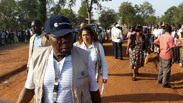 Olusegun Obasanjo, Chair, leads members of the Commonwealth Observer Group Commonwealth Observer Group – 2016 Uganda Elections